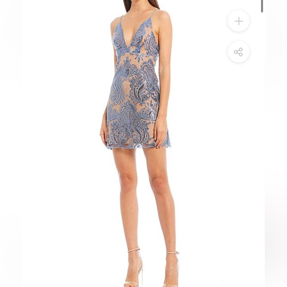 Free People Blue & Nude Sequin Mini Dress - Picture 2 of 16